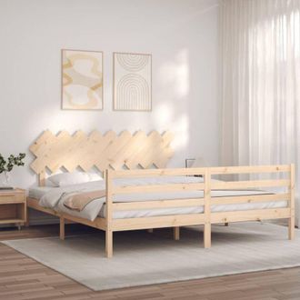 vidaXL Estructura De Cama De Matrimonio Con Cabecero Madera Maciza Vidaxl