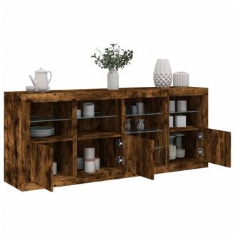 Berkfield Home Sideboard with LED Lights Smoked Oak 164x37x67 cm in Brown | Size: 164 x 37 x 67 cm