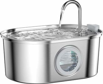 OEM [non Utilizzato] Fontanella Per Gatti In Acciaio Inossidabile, Fontanella Per Gatti Con Finestra Trasparente, Fontanella Per Gatti Da 3,2 L, A Forma D