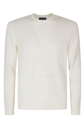 Drumohr Cream Double-Ply Merino Wool Crew Neck Sweater