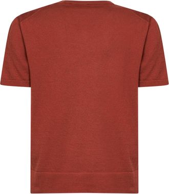 Blanca Vita Womens T-Shirt Brown Cotton Virgin Wool Knitwear Sweater