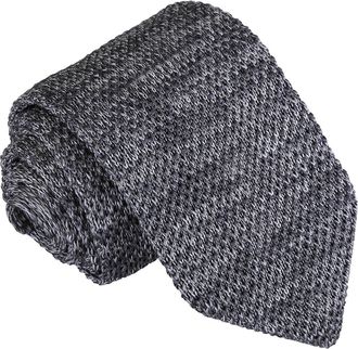 DQT Knit Knitted Formal Melange Plain Speckled Slim Tie Grey