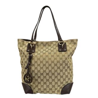 Gucci Beige Brown Gg Canvas Tote Bag (Pre-Owned)