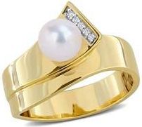 Delmar Pearl & Diamond Wraparound Ring in White/Gold Plate at Nordstrom Rack, Size 5
