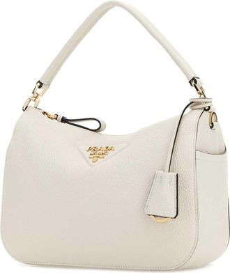 Prada Womens Leather Shoulder Bag White Calf
