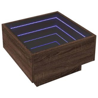 Berkfield Home Decorative Coffee Table with LED Brown Oak 50x50x30 cm Engineered Wood | Size: 50 x 50 x 30 cm