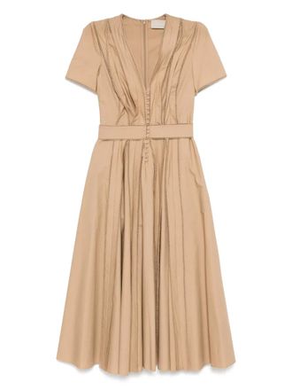 Elie Saab poplin mini dress - women - Cotton - 42 - Brown