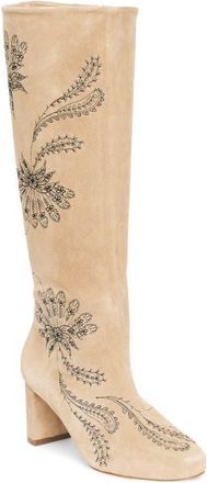 Cinq &agrave; Sept Dani Embroidered Knee High Boot in Brown Sugar at Nordstrom, Size 38.5