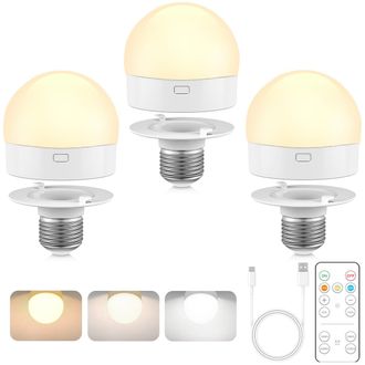 OEM Lampara Led Recargable - 450 Lm - 3 Temperaturas De Color - Base E27 - Bater&iacute;a 2000 Mah - Ip44 - 65 Mm