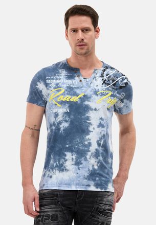 Cipo & Baxx T-Shirt CIPO & BAXX, Herren, Gr. XXL, blau, Jersey, Obermaterial: 95% Baumwolle, 5% Elasthan, bedruckt, regular fit normal, V-Ausschnitt, Shirts T-Shi