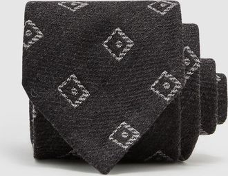 Reiss Mens Charcoal Grey Wool-silk Diamond-medallion Unlined Tie