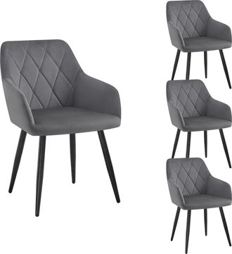 Woltu Woltu Sillas De Comedor Silla Reposabrazos Silla Tapizada Con Respaldos Sillas Nordicas Silla Para Comedor Sal&oacute;n Dormitorio Cocina Pasillo Gris Oscuro