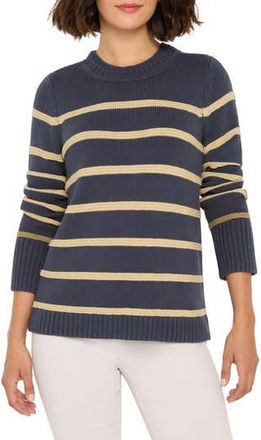 Nic+Zoe Go to Stripe Cotton Sweater in Indigo Multi at Nordstrom Rack, Size X-Large
