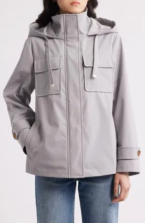 BCBGeneration Water Resistant Hooded Jacket in Stone at Nordstrom, Size X-Small