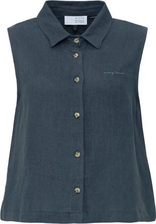 Mazine Sleeveless Linen Shirt Bluse f&uuml;r Damen | blau