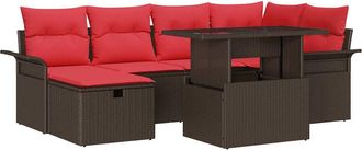 vidaXL Conjunto De Sof&aacute; De Jard&iacute;n 7 Uds. Marr&oacute;n Rat&aacute;n Sint&eacute;tico Vidaxl