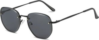 Generic Metal Square Large Frame Sunglasses Men And Women Outdoor Commuting Sports Party Photo Shooting Sun Glasses(Black)