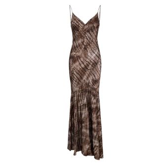Elisabetta Franchi Gowns, female, Brown, Size: L Stretch Satin Evening Dress