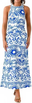 Sugarlips Coastal Calling Cross Back Maxi Dress In Blue/white