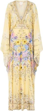 Camilla Lange Kaftan met Taille Detail - Dames - Maxi kleedjes - Geel - ONE Size - Leer - Kleedjes