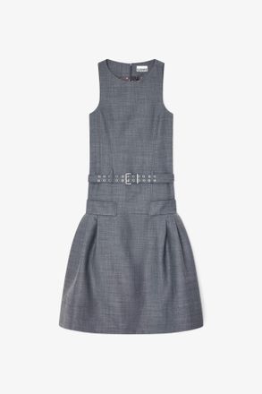 Ganni Mixed Dress in Grey Wool Melange - Size 8/10