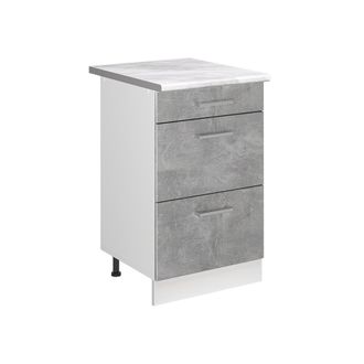 Vicco Mueble Bajo De Cocina R-line, Hormig&oacute;n/blanco, 50 Cm Encimera M&aacute;rmol, Vicco