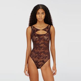 Diesel Bodysuit in camo lace - Bodysuits - Woman - Brown