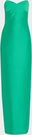 Badgley Mischka Strapless Fold-Over Column Gown