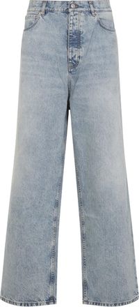 Balenciaga Classic Blue Cotton Baggy Pants-Uomo