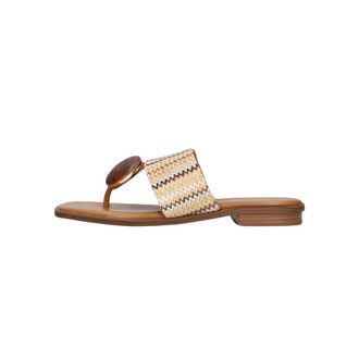 Noa Harmon Schoenen, Dames, Beige, 38 EU, Zomer Slippers met Kleurrijke Details