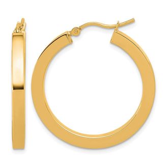Diamond2Deal 14k Gold 3mm Square Shape Tube Hoop Earrings