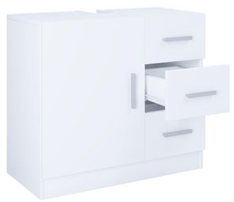 VCM Gabinete De Lavabo De Madera Vcm Gabinete De Ba&ntilde;o Dimensiones: Al. 56 X An. 63 X T. 30 Cm 1 Puerta Giratoria 3 Cajones Muebles Modernos De Ba&ntilde;o - Zalo