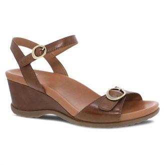 Dansko Womens Arielle Adjustable Wedge Sandal In Tan