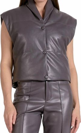 Elan Skye Leather Vest In Charcoal