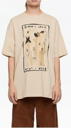 Bimba & Lola Floral Logo Maxi T-Shirt in Beige at Nordstrom, Size X-Small Eu