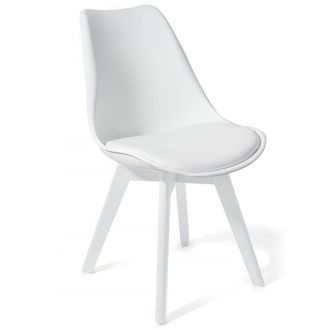 Oresteluchetta Set 4 sillas piel blanca y polipropileno blanco H81 L49 P54 cm