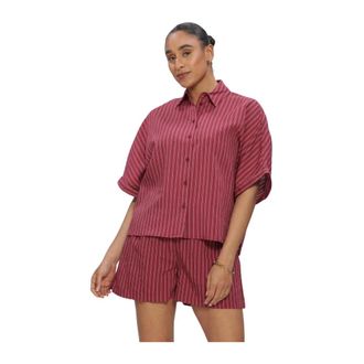 Catwalk Junkie Gestreepte blouse met korte mouwen - Dames - Blouses & Shirts - Rood - Maat: L