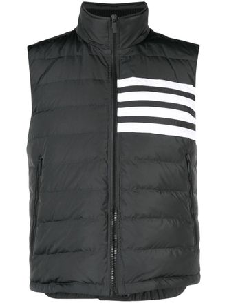 Thom Browne stripe-detail padded gilet - men - Polyester/Polyester/Wool/Goose Down - 1 - Grey