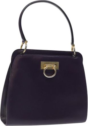 Celine Gancini Handbag Leather Purple Leather Handbag (Pre-Owned)