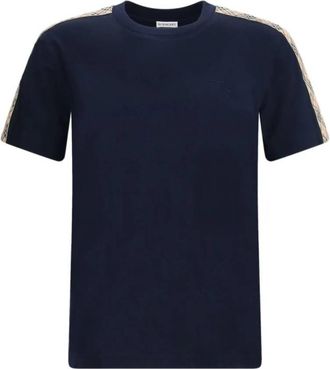 Burberry Check Trim Cotton T-shirt, Size Medium
