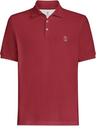 Brunello Cucinelli Red Embroidered Logo Polo