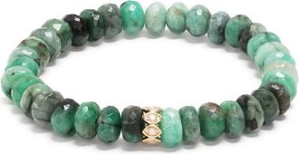 Sydney Evan 14K Yellow Gold Evil Eye Diamond Emerald Beaded Bracelet - Womens - Diamond/Emerald/Glass/14kt Yellow Gold