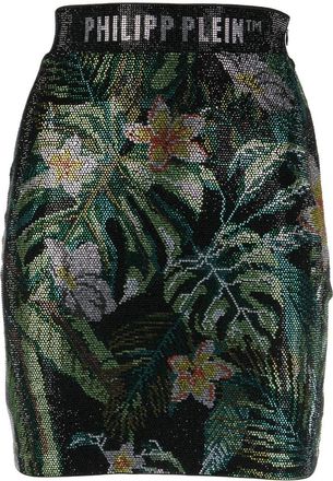 Philipp Plein crystal-embellished mini skirt - women - Spandex/Elastane/Cotton - S - Black