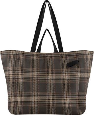Generic Plaid Black Brown pattern Reusable Canvas Tote Bag, Heavy Duty Grocery Shopping Bag with Hard Bottom Double Handles Large Capacity Work Groceries Trav