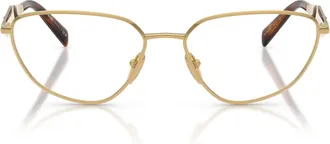 Prada Metal Frame Gold Finish Aviator-Inspired Eyeglasses