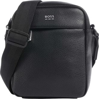 HUGO BOSS Ray Messenger Bag - Heren - Schoudertassen - Zwart - ONE Size - Leer - Tassen