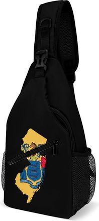 Generic Flag Map of New Jersey Mens Crossbody Chest Sling Bag for Travel Hiking Lightweight Shoulder Bags with Small Side