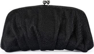Olga Berg Aria Gathered Satin Frame Clutch in Black at Nordstrom