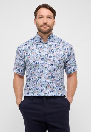 Eterna Kurzarmhemd ETERNA COMFORT FIT, Herren, Gr. XXL, US-Gr&ouml;ssen, blau, 45% Baumwolle, 55% Lyocell, normal, Hemden Kurzarmhemd, EASY IRON (b&uuml;gelleicht)