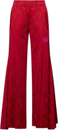 John Richmond Pantalone Svasato con Motivo Tonale - Dames - Wijde Broeken - Rood - M - Katoen - Broeken